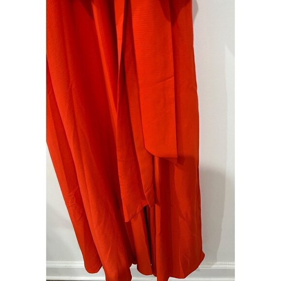 New MEGHAN LA Size M Jasmine Midi Dress wrap front w/tied waist belt Orange - Picture 13 of 13